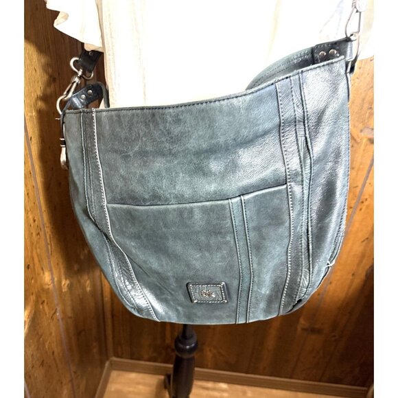 The Sak Green Leather Crossbody Bag With Multicolor Lining - Picture 9 of 10